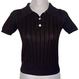 Truth by Republic Black Knit Polo Sweater